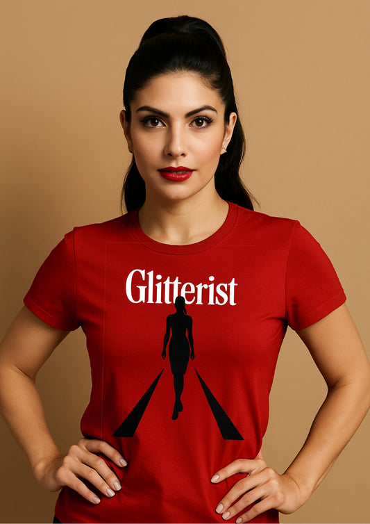 Glitterist Exclusive Red Runway Graphic T-Shirt