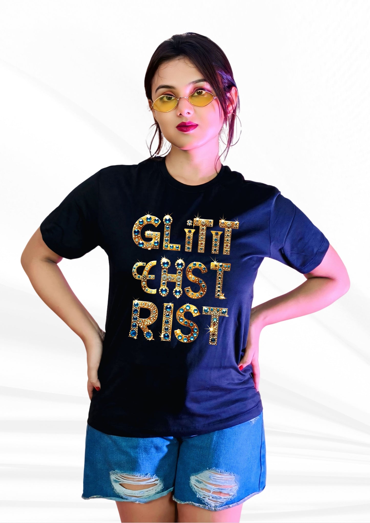 GLITTERIST Royal Gem Typography Tee