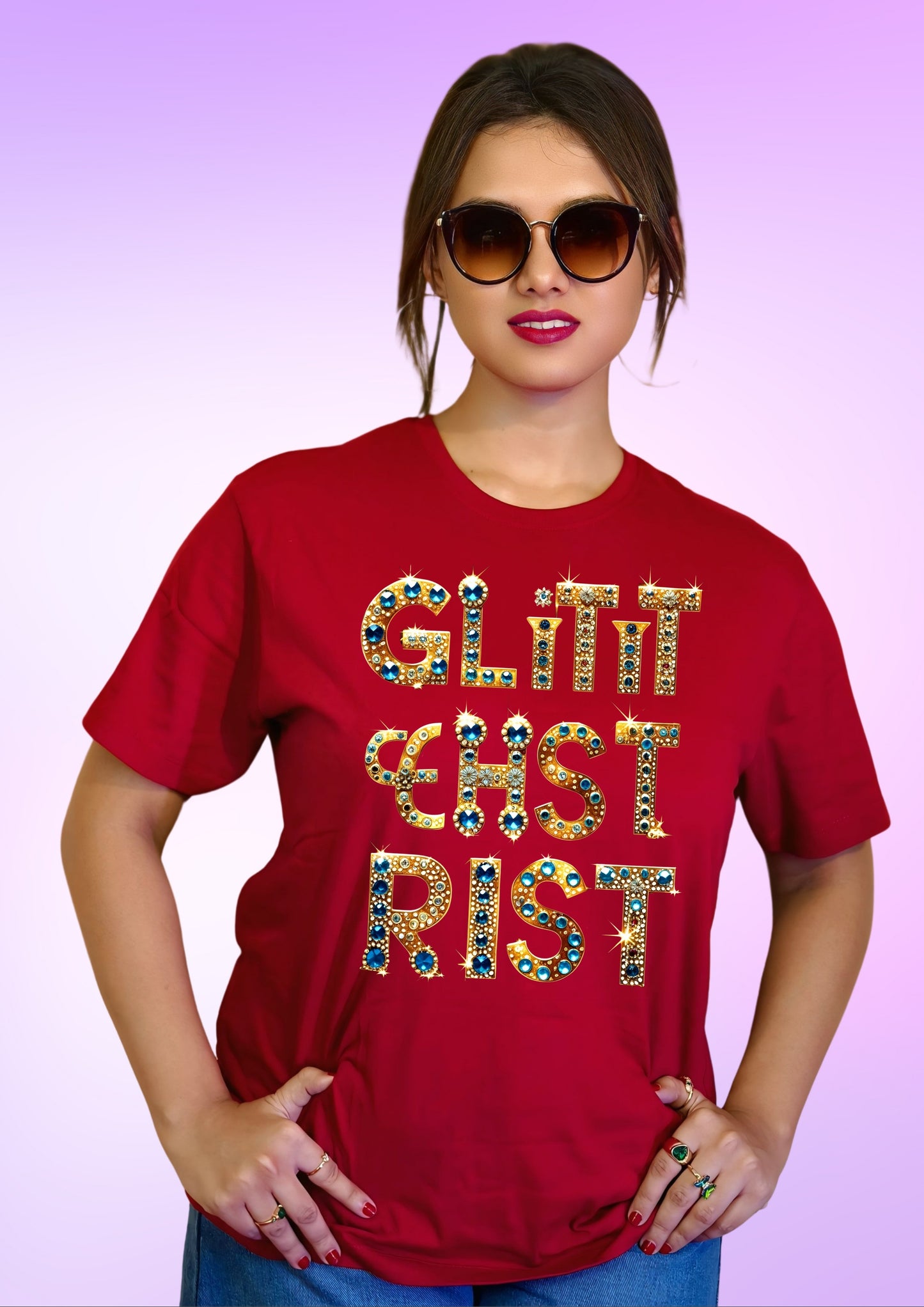 GLITTERIST Royal Gem Typography Tee
