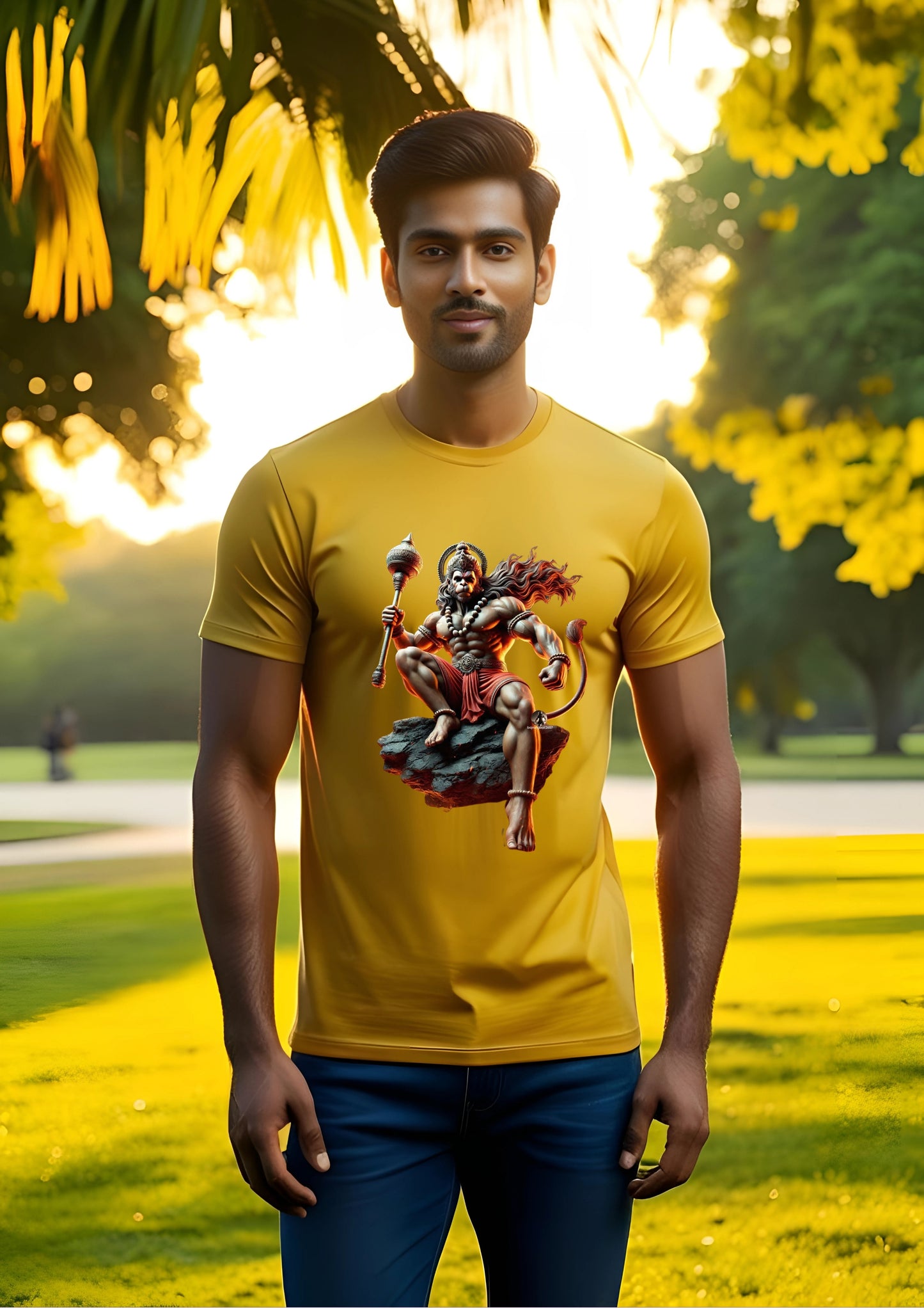 Mighty Hanuman on Floating Rock Tee