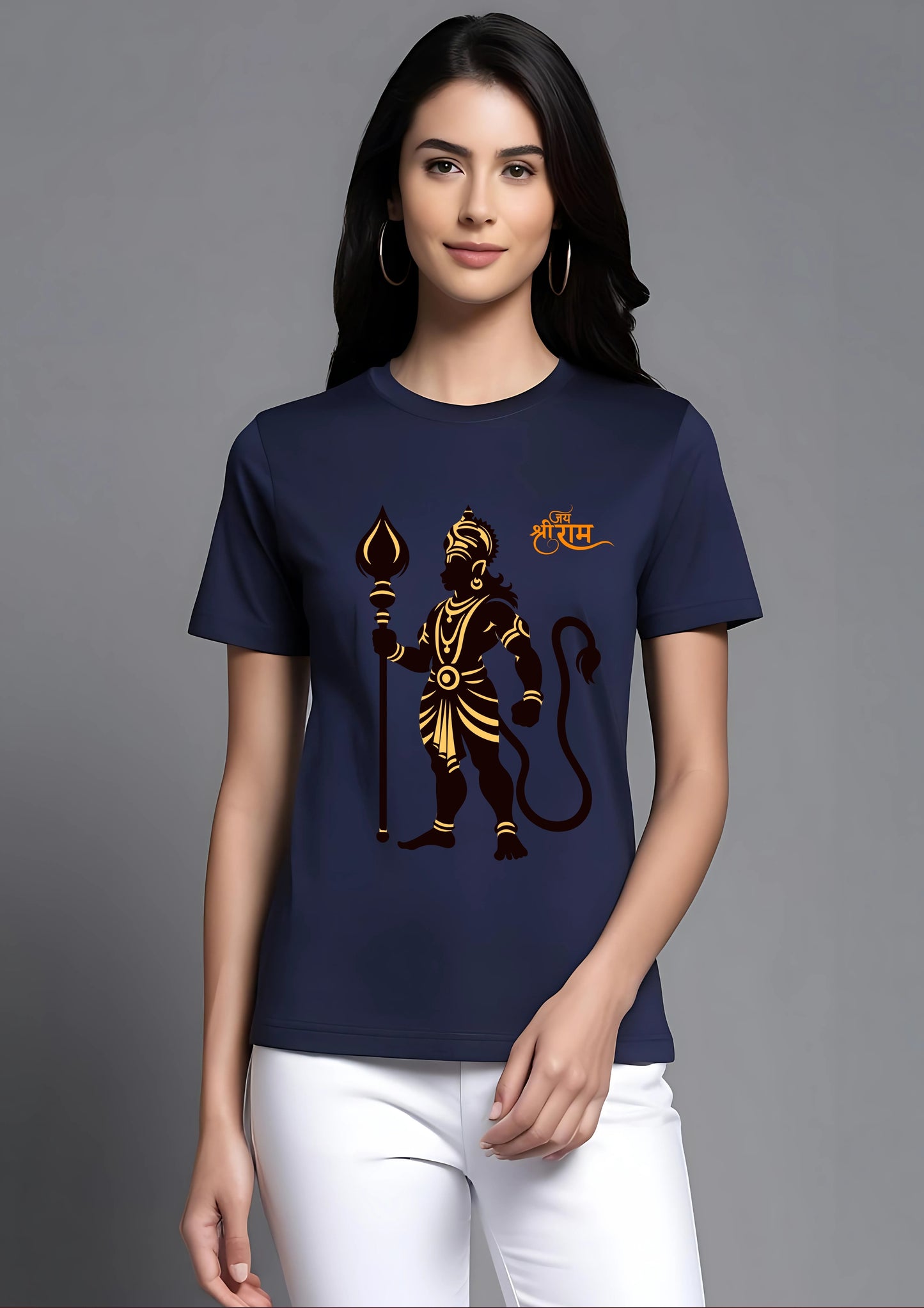 Golden Warrior Hanuman with Jai Shree Ram Tee