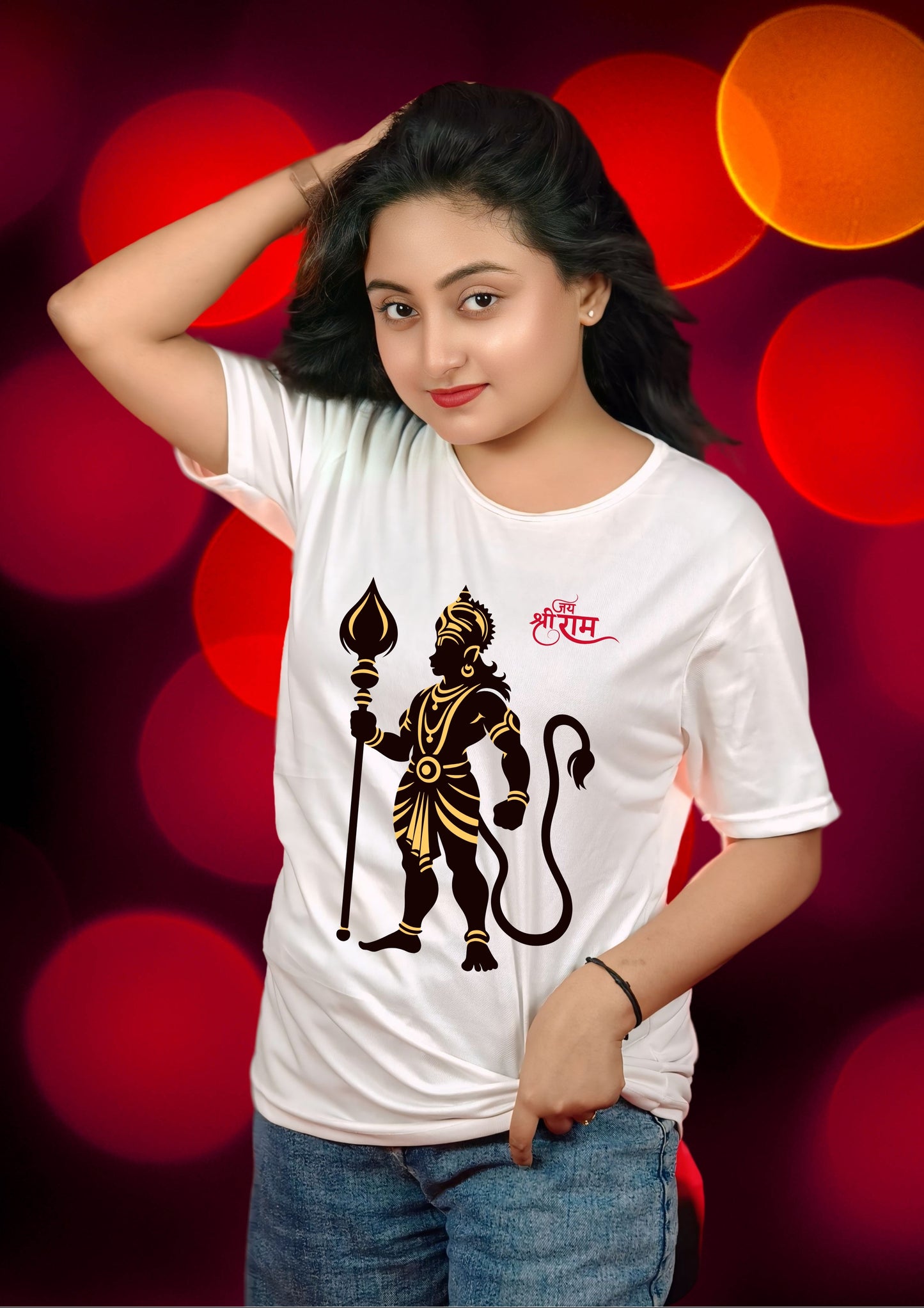 Golden Warrior Hanuman with Jai Shree Ram Tee