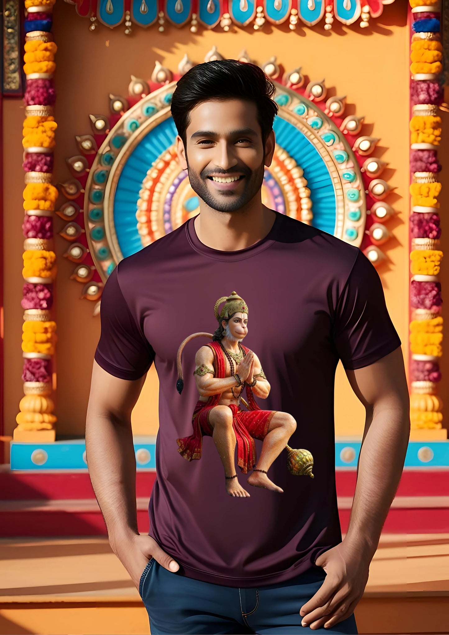 Seated Hanuman in Namaste Pose Tee