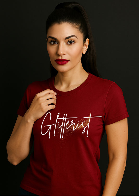Glitterist Minimal Brush Tee – Maroon Muse Edition