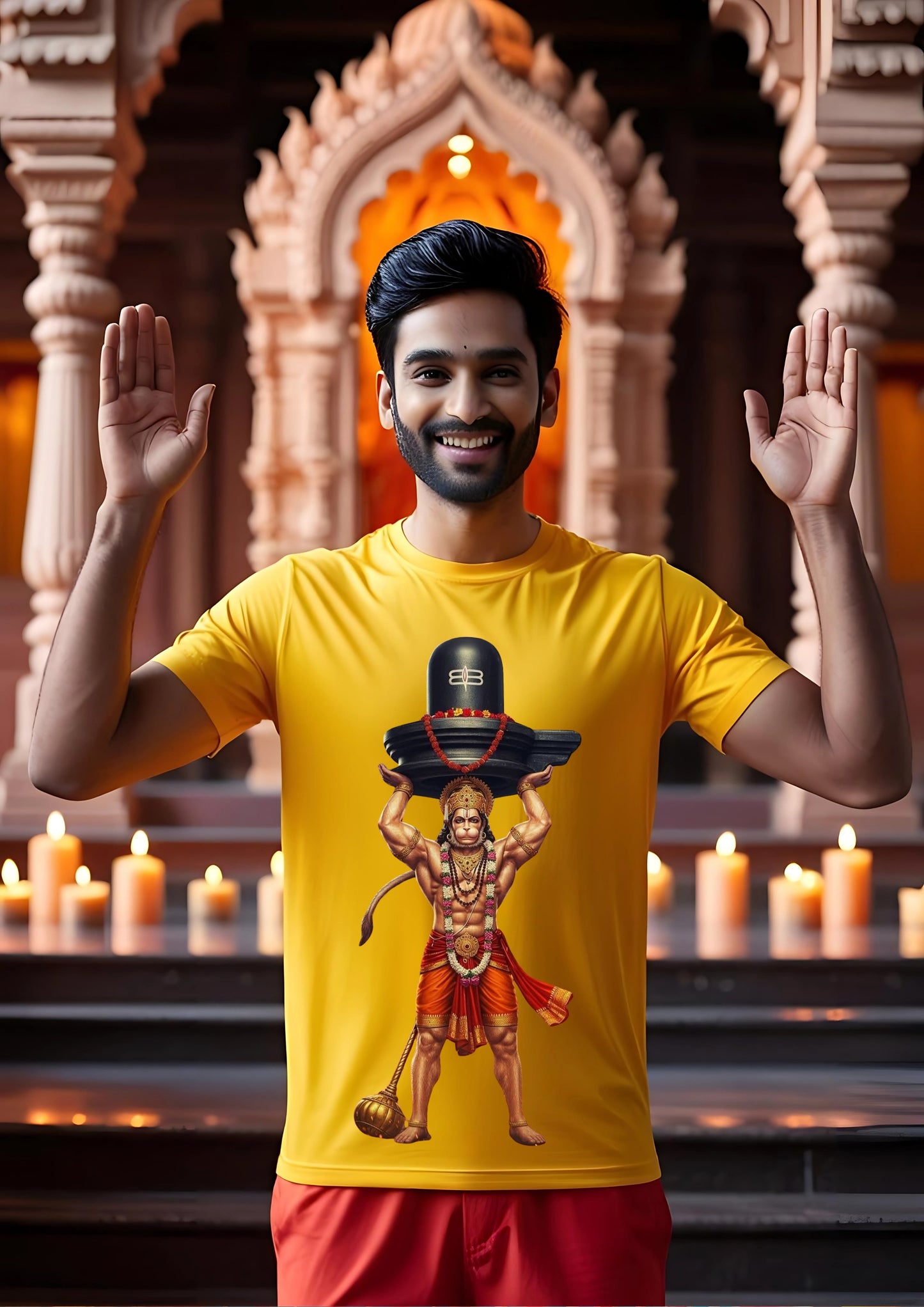Hanuman with Shivling Devotional Tee