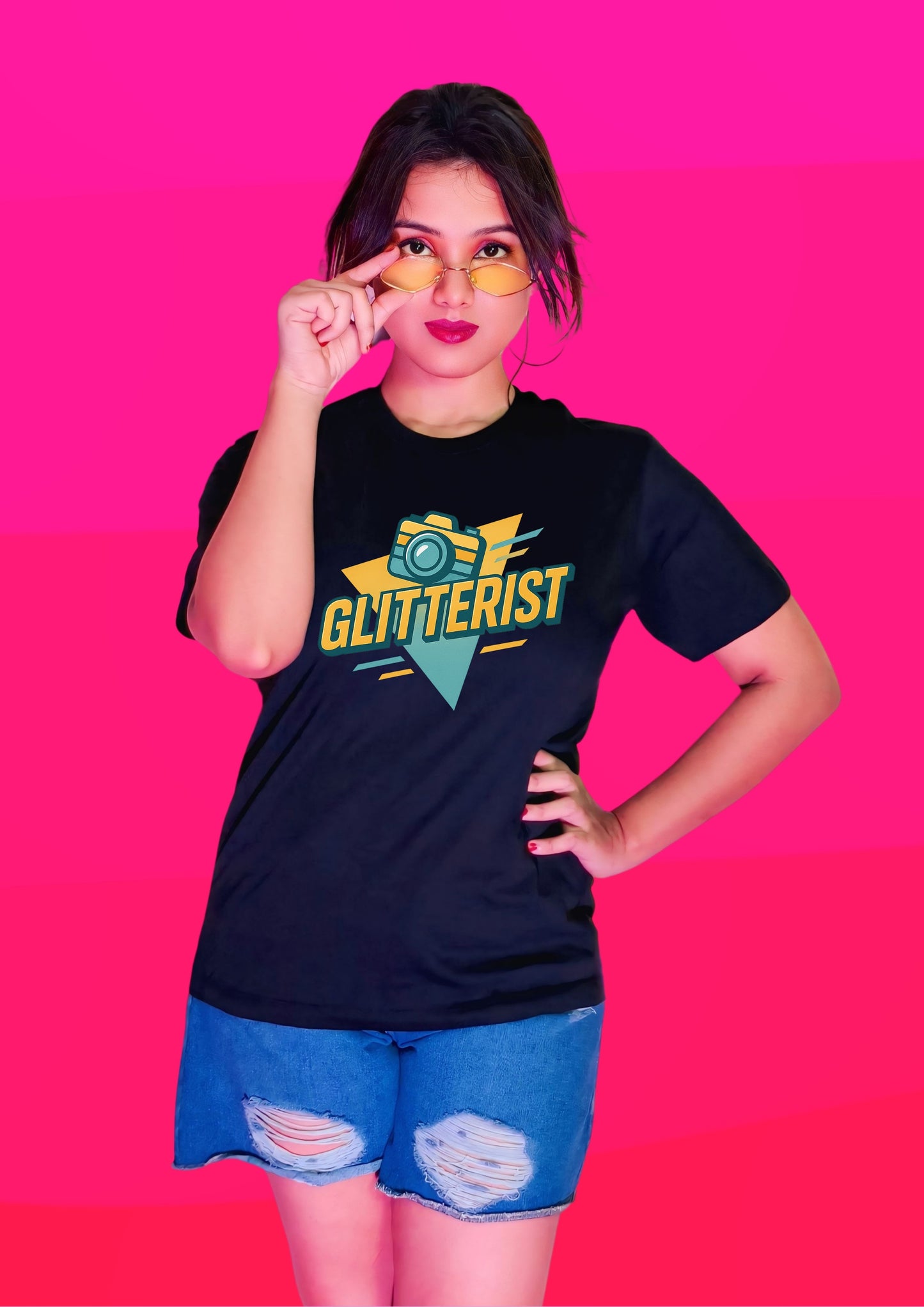 GLITTERIST “Camera Flash” Retro Pop Tee