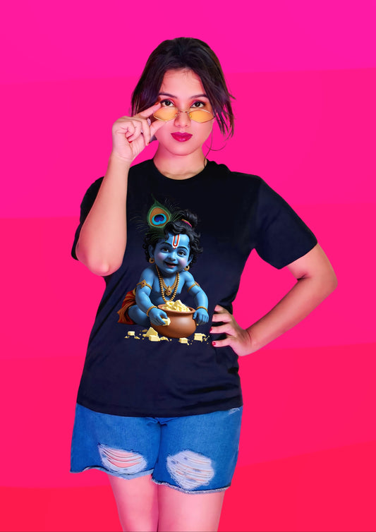 Mischievous Makhan Chor – Baby Krishna T-Shirt